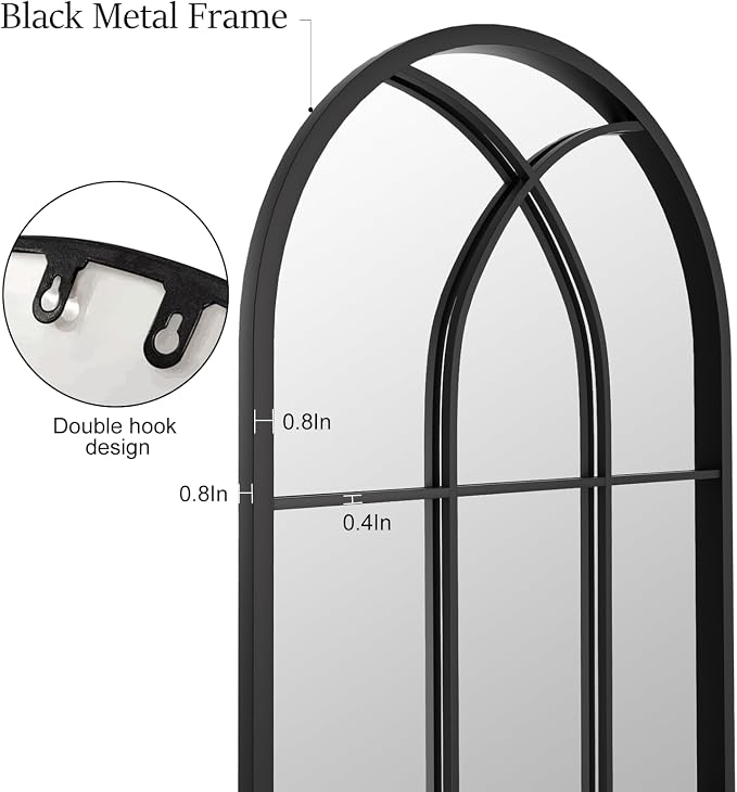 Mirror Full Length, Window Pane Wall Black Full Body Mirrors, Oversize - Image 5