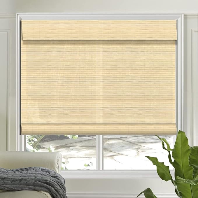 Letau No Drill No Tools Cordless Wood Window Shades Blinds, Bamboo Light by LETAU
