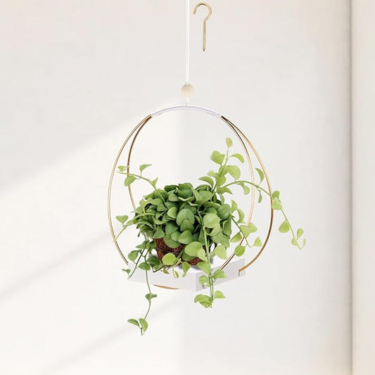 Hanging Planter for Indoor Plants - Outdoor Plant Hanger, Mid Century Boho Macrame Metal Plant Hanger, Plant Hanger Indoor Conner Ceiling, Gift for Mom, Plant Lovers, Housewarming