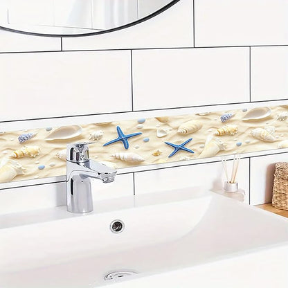 HOMETITUTE Wallpaper Border Peel and Stick Wall Border Sandy Seashell - Image 2