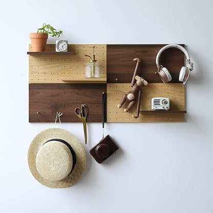 Wooden Pegboard Modular Display Organization Storage Wall Hooks Shelf - Image 4