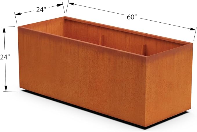 Corten Steel Planter Rectangle Outdoor Metal Garden Box Heavy Duty | Made in USA | Fully Assembled