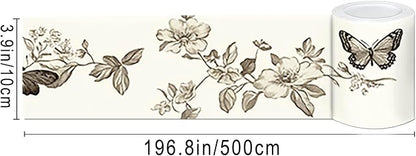 IVN Wallpaper Border Peel and Stick PVC Vintage Butterfly and Floral Design - Image 3
