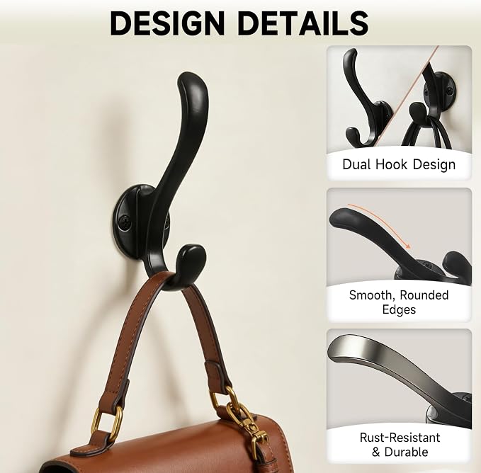 12 Pack Coat Hooks Wall Mount, Heavy Duty Wall Hooks - Image 6