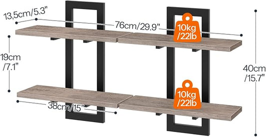 HOOBRO Floating Shelves, 15 Inch Wall Shelf Set of 2, Wall Mounted Storage - Image 2