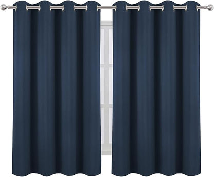 LEMOMO Navy Blue Blackout Curtains/52 x 45 Inch/Set of 2 Panels Room Darkening - Image 2