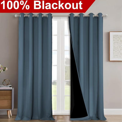 NICETOWN 100% Blackout Blinds, Smoky Blue, Laundry Room Decor Window Treatment - Image 2