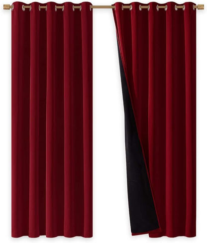 NICETOWN 100% Blackout Window Curtain Panels, Burgundy Red, Cold and Full Light by NICETOWN