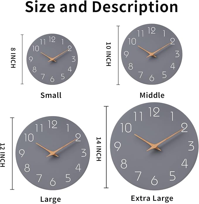 Mosewa Wall Clock Silent Non Ticking Decorative - Image 3