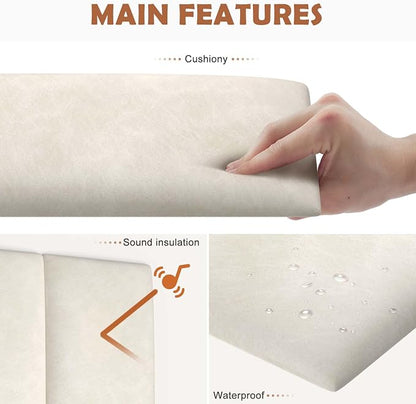 IFNOW Wall Mounted Upholstered Headboard, 3D Peel and Stick Soundproof Wall - Image 3