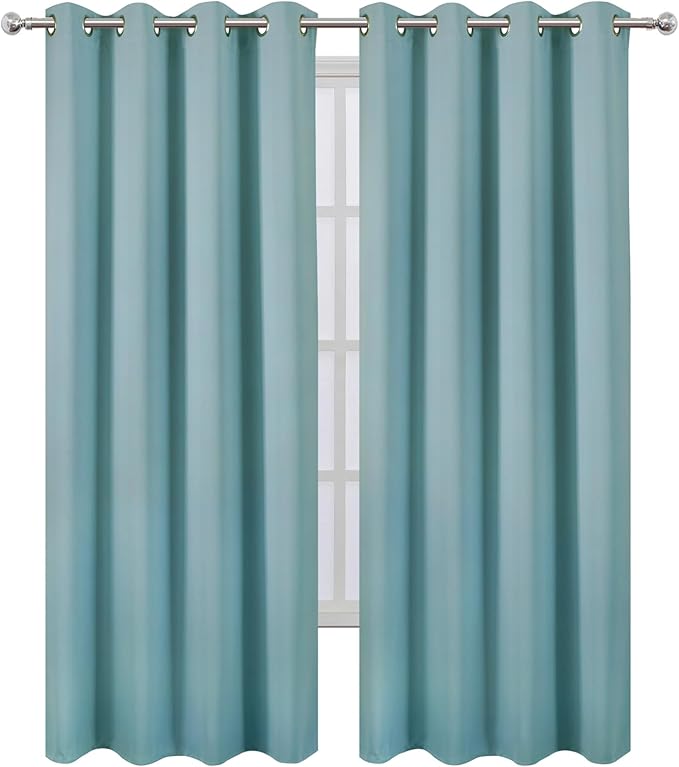 LEMOMO Blackout Curtains 52 x 108 inch/Stone Blue Curtains Set of 2 - Image 2