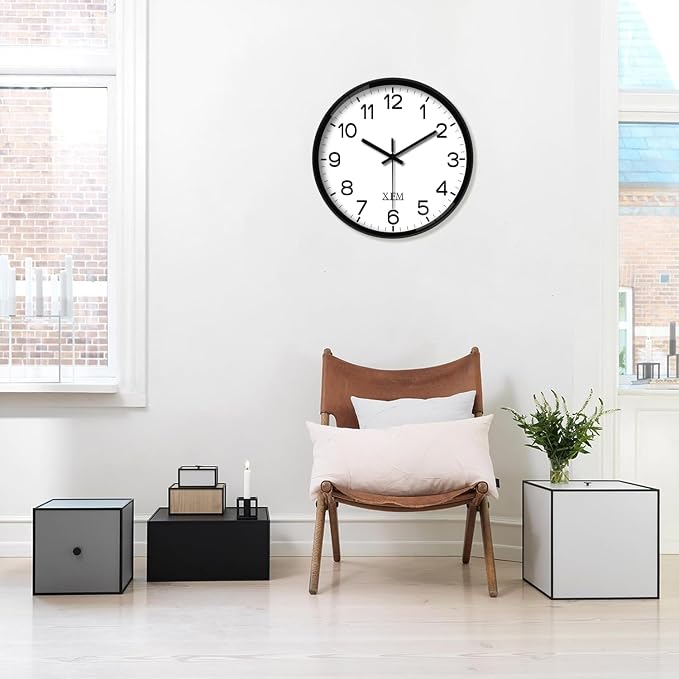 XFM Wall Clock 12 Inch Modern Small Wall Clocks Battery Operated Silent Non - Image 5