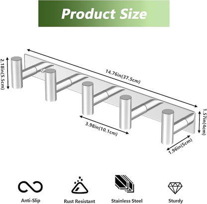 Wall Mounted Coat Rack-5 Hooks, Heavy Duty Stainless Steel Wall Hooks - Image 5
