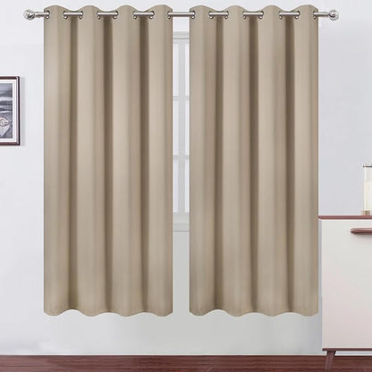 LEMOMO Khaki Thermal Blackout Curtains/52 x 72 Inch/Set of 2 Panels Room by Lemomo