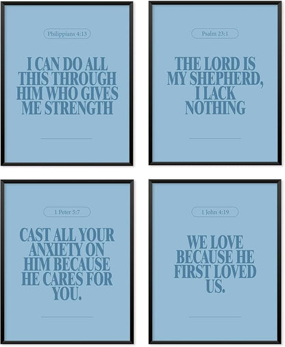 Locomiss Blue Christian Wall Art Decor Posters, Minimalist Jesus Scripture by Unknown