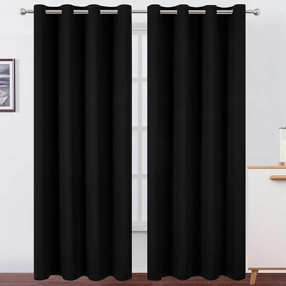 LEMOMO Blackout Curtains 52 x 90 Inch Long Black Curtains Set of 2 Panels Room by Lemomo
