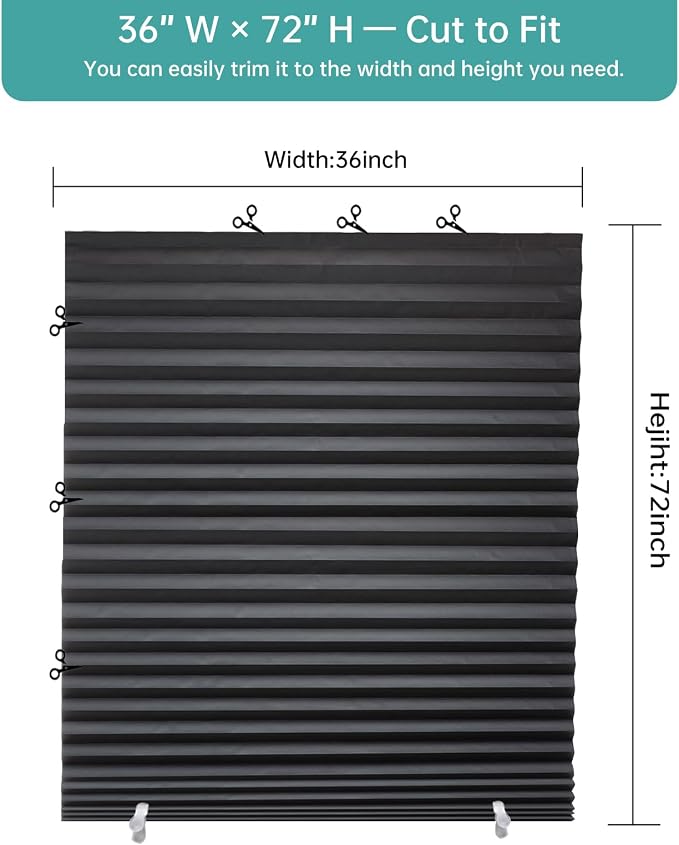 Changshade 12 Pack Temporary Shades, Pleated Paper Blinds - Image 3