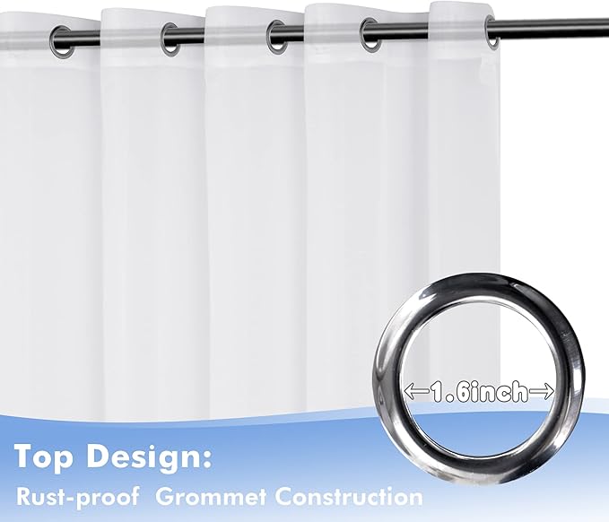 HolidayIdeas White Outdoor Sheer Curtains for Patio Waterproof, 6 Panels - 54 x 84 Inch - Light Filtering Voile Outside Curtains Grommet Drapes for Front Porch, Gazebo, Pergola, Backyard