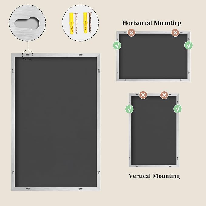Koonmi Silver Rectangle Wall Mirror, 24x36 Inch Bathroom Mirror, Aluminum Frame - Image 8