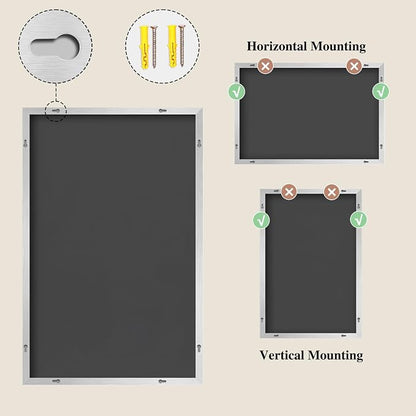 Koonmi Silver Rectangle Wall Mirror, 26x38 Inch Bathroom Mirror, Aluminum Frame - Image 8