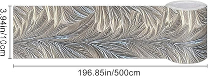 HOMETITUTE Wallpaper Border Peel and Stick Wall Border Silver Feather Texture - Image 3