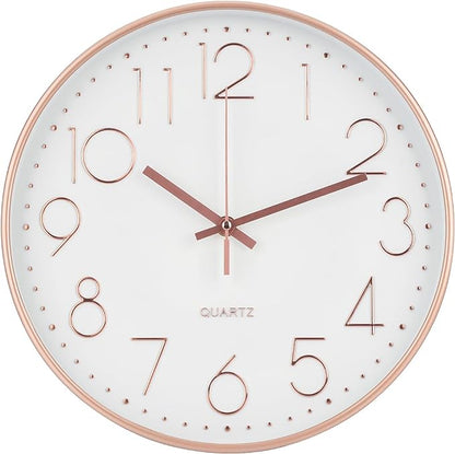 Wall Clock 10 Inch Non-Ticking Silent Modern Simple Style Round Decor Clock by BAKBRAND