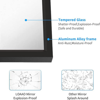 LOAAO 24"X32" Black Rectangle Bathroom Mirror Wall, Matte Black Aluminum Alloy - Image 5
