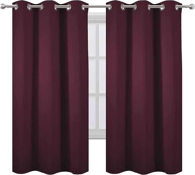 LEMOMO Burgundy Red Blackout Curtains 42 x 63 Inch Length/Set of 2 Curtain - Image 2
