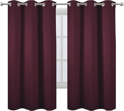 LEMOMO Burgundy Red Blackout Curtains 42 x 63 Inch Length/Set of 2 Curtain - Image 2