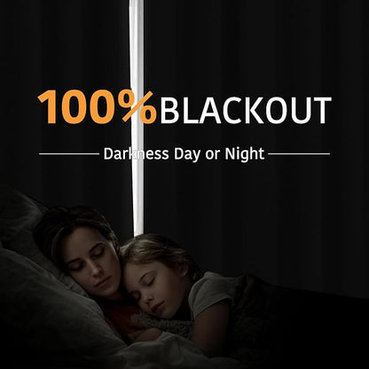 RYB HOME Extra Wide 100% Blackout Patio Door Curtain 96 inch Long, Grommet Room - Image 3