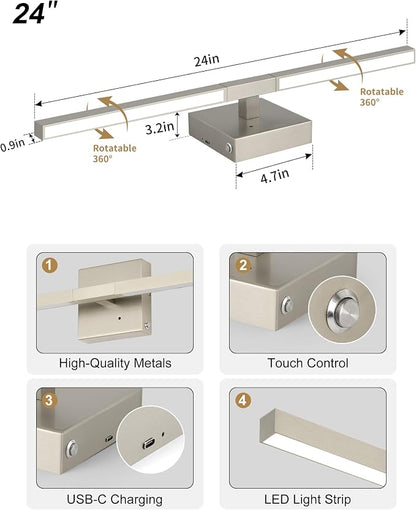 Rayogale Rechargeable Battery Operated Wall Sconce Set of Two, 24 Inch - Image 5