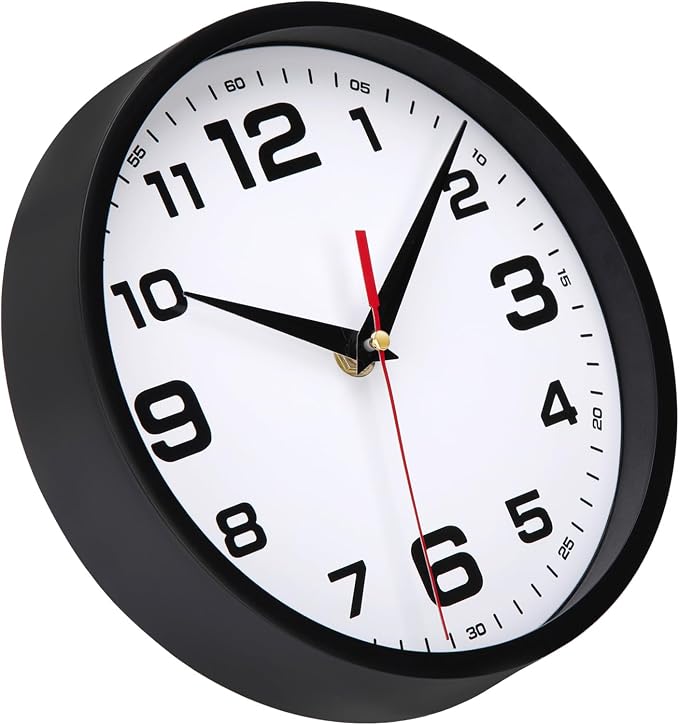 Wall Clock Silent Non-Ticking 10 Inch Clocks Battery Operated Large Numbers - Image 5
