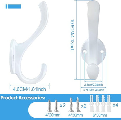 10 Pack Coat Hooks Wall Mount Heavy Duty Utility Retro Double Hooks - Image 3