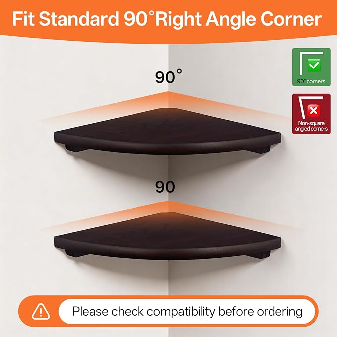 Gieanoo Corner Wall Shelf, 16inch Solid Oak Wood Floating Corner Shelf - Image 3