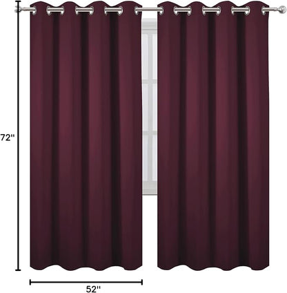LEMOMO Burgundy Red Thermal Blackout Curtains/52 x 72 Inch/Set of 2 Panels Room - Image 10