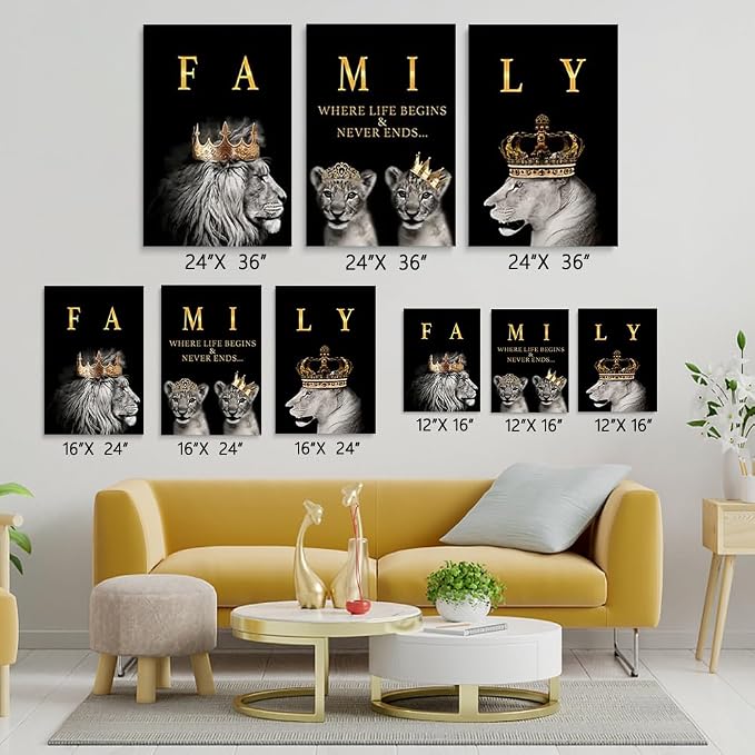GUBIYU Family Life Begins Never Ends Words Sign Decor Black Gold Wall Art - Image 6