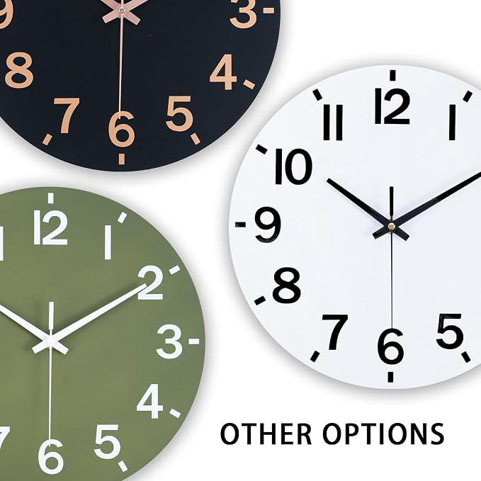 HZDHCLH Wall Clock 12 Inch Silent Non Ticking Wood Battery Operated White - Image 4