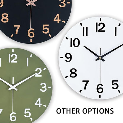 HZDHCLH Wall Clock 12 Inch Silent Non Ticking Wood Battery Operated White - Image 4