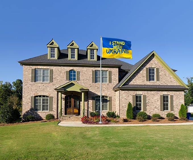 I Stand with Ukraine Flag 4x6FT Ukrainian National Polyester Banner With 2 Grommets Fade Resistant Vivid Color For Patriotic Festival Events Party Decoration