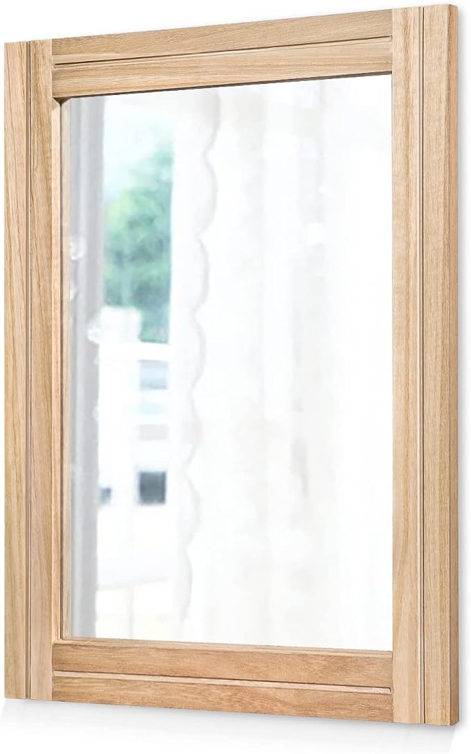 AAZZKANG Rustic Mirrors for Wall Rectangle Wood Frame Mirror 50 x 40 cm by AAZZKANG