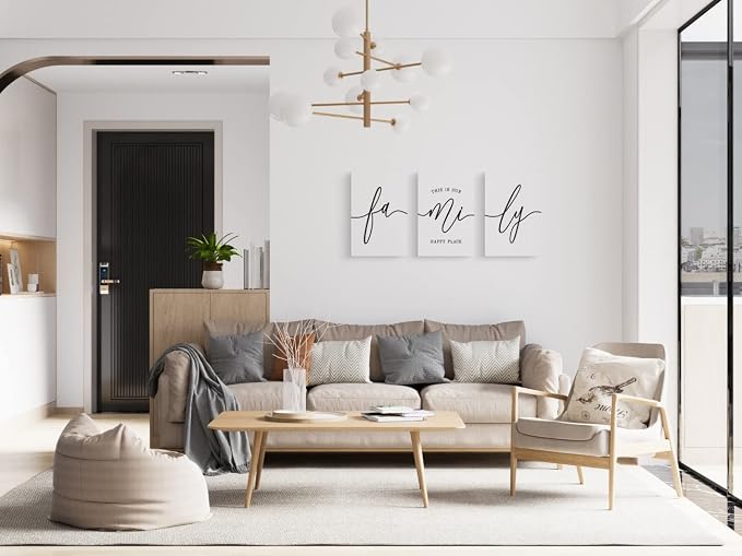 GUBIYU White Family Wall Decor Home Wall Art Set of 3 - Image 5