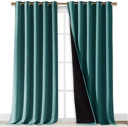 NICETOWN Total Shade Curtains and Draperies, Sea Teal, Package of 2, 62 inches - Image 2