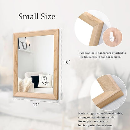 AAZZKANG Rustic Mirrors for Wall Rectangle Wood Frame Mirror Decorative for - Image 2