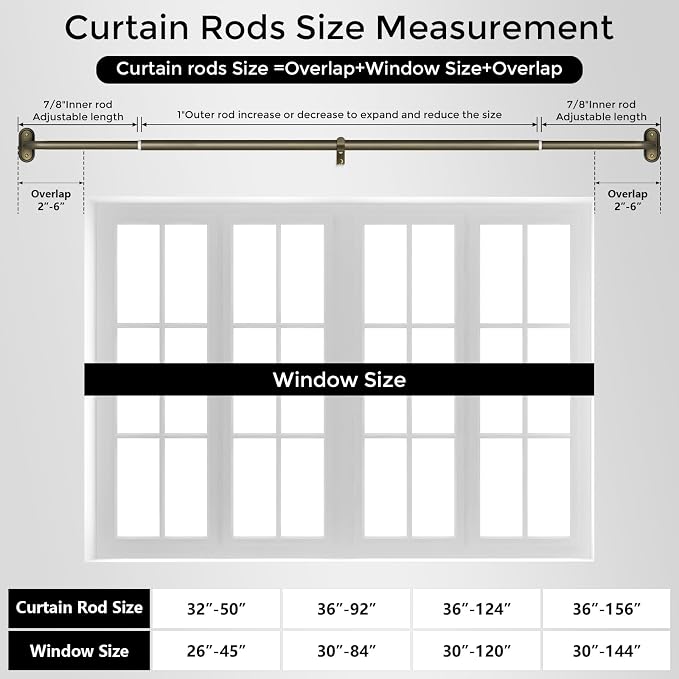 2 Pack Curtain Rods 32-46 Inch, Antique Bronze Wrap Around Blackout Curtain Rods - Image 8