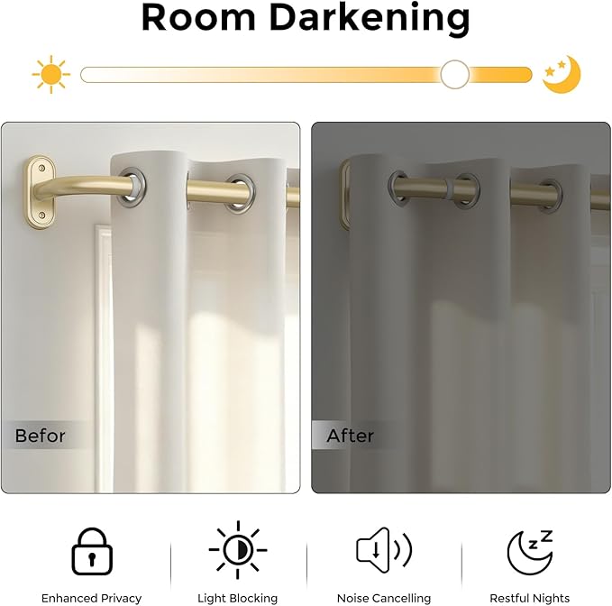 Curtain Rods 36-88 Inch, 1 Inch Adjustable Heavy Duty Room Darkening Window - Image 3