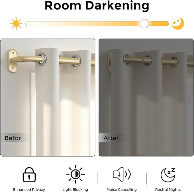 Curtain Rods 36-120 Inch, 1 Inch Adjustable Long Heavy Duty Room Darkening - Image 3