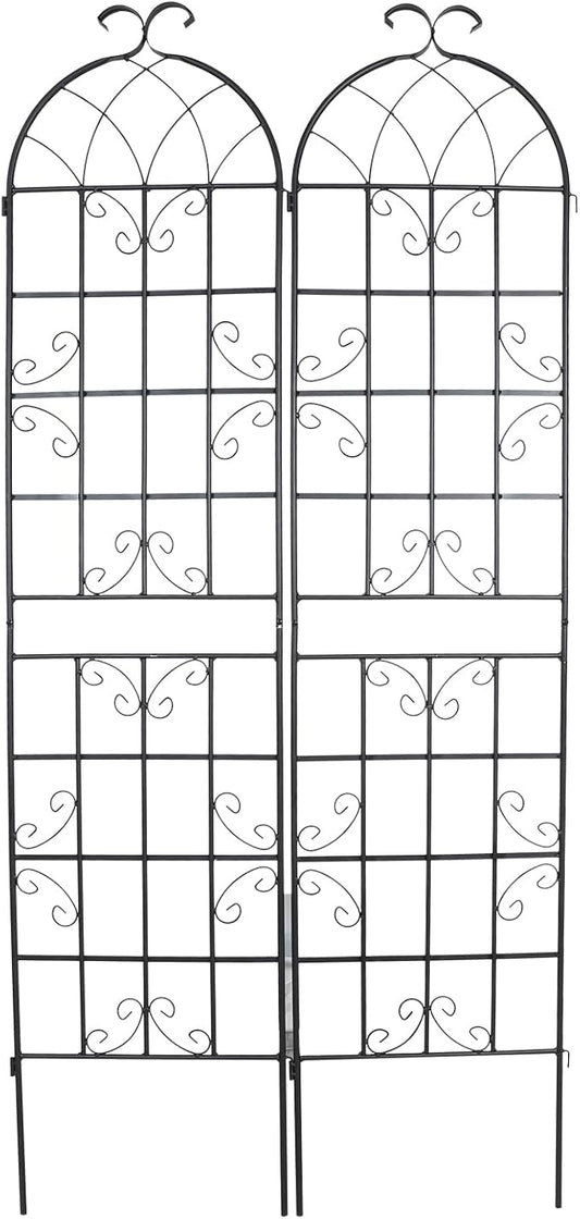 2 Pack Metal Garden Trellis 86.2x19.7inch for Climbing Plants,Rustproof Sturdy Black Steel Trellis Plants Support Outdoor for Outdoor Roses Vine Cucumbers Vegetables Flower Support