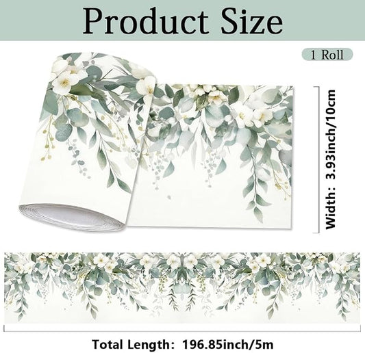 Eucalyptus Peel and Stick Wallpaper Border 196.9 x 3.9 Inch Wall Border Trim - Image 2