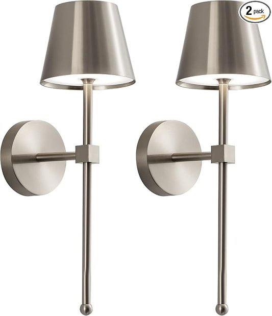 KDG Cordless Wall Sconces Set of 2, Wireless 5200mAh Rechargeable Battery LED by KDG