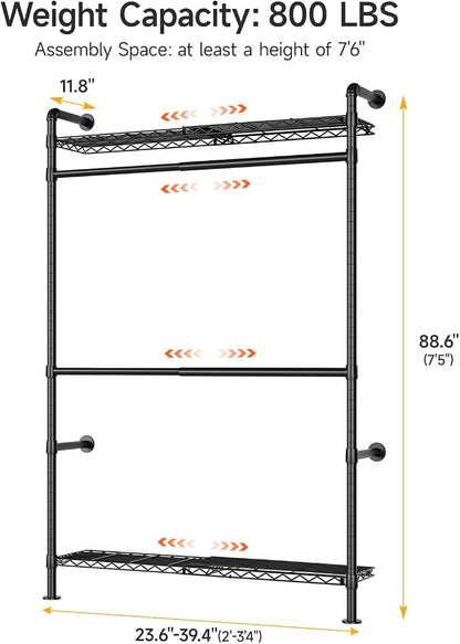 ONBRILL H1 Plus Expandable Wall Mounted Closet System, 2FT-3.3FT Closet - Image 2